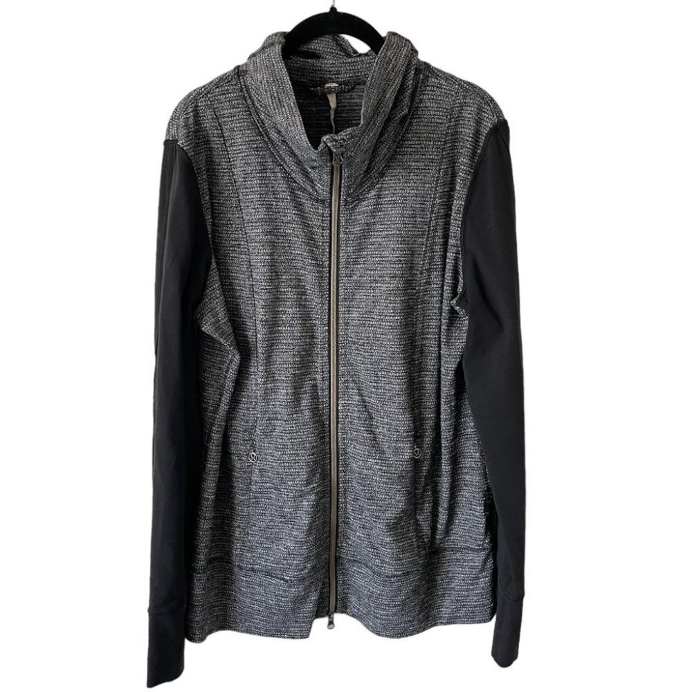 Lululemon Full Zip Jacket Long Sleeve Mock Neck Gray Black 12